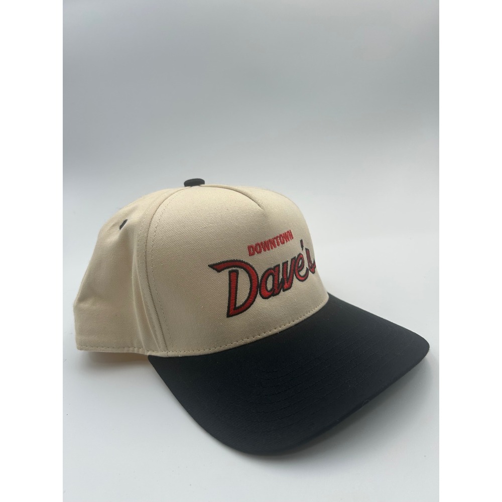 Downtown Dave's Nissi Caps Tan Black Snapback Hat Two Tone Embroidered Cotton